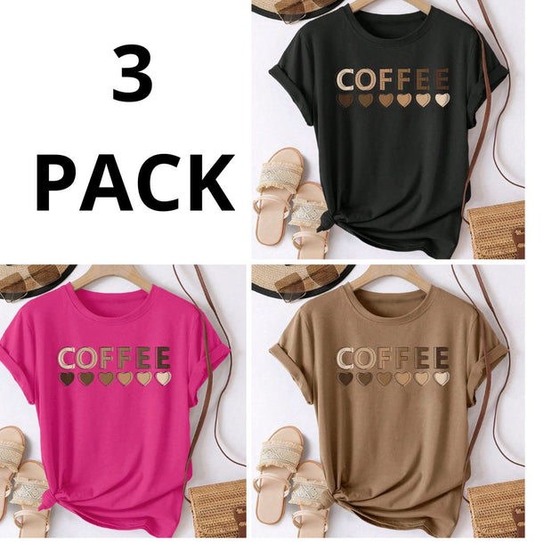 CAMISETA DAMA PACK DE 3 COFFEE