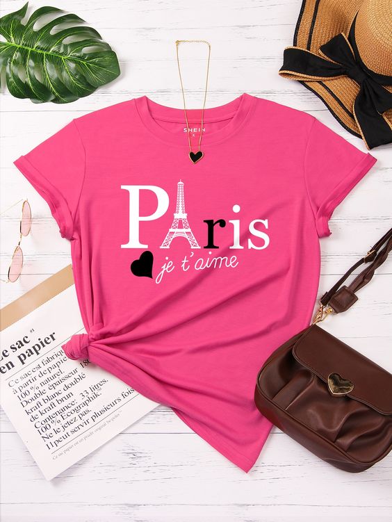 CAMISETA DAMA PARIS FUSCIA