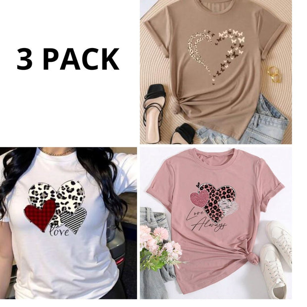 CAMISETA DAMA PACK DE 3 CORAZONES