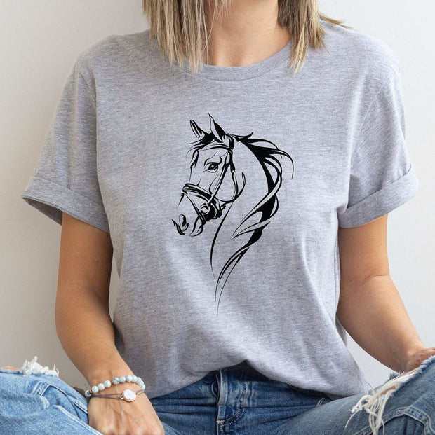 CAMISETA DAMA GRIS CABALLO 314