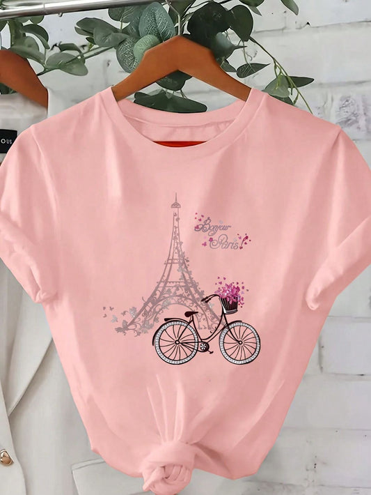 CAMISETA DAMA ROSADA BONJOUR PARIS