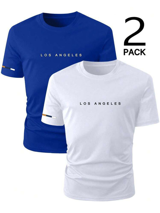 CAMISETA HOMBRE 2 PACK LOS ANGELES AZUL-BLANCO