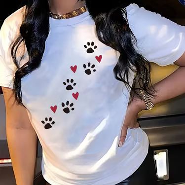 CAMISETA DAMA BLANCA HUELLITAS