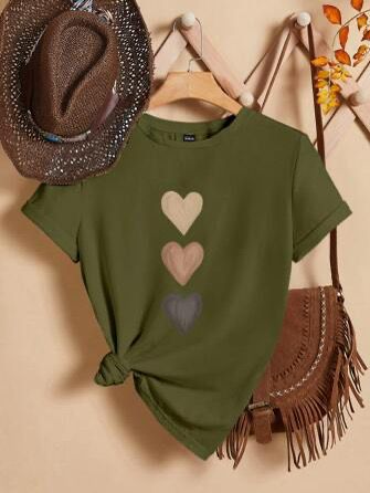 CAMISETA DAMA VERDE 3 CORAZONES