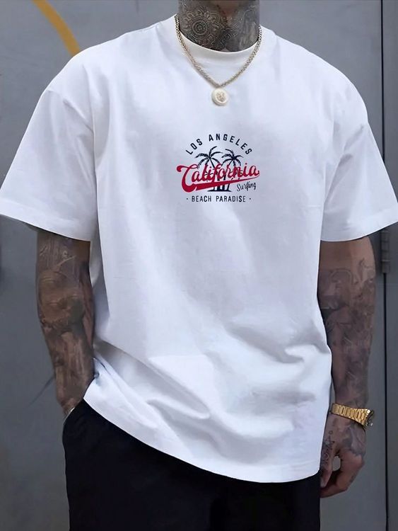 CAMISETA HOMBRE BLANCA CALIFORNIA BEACH PARADISE