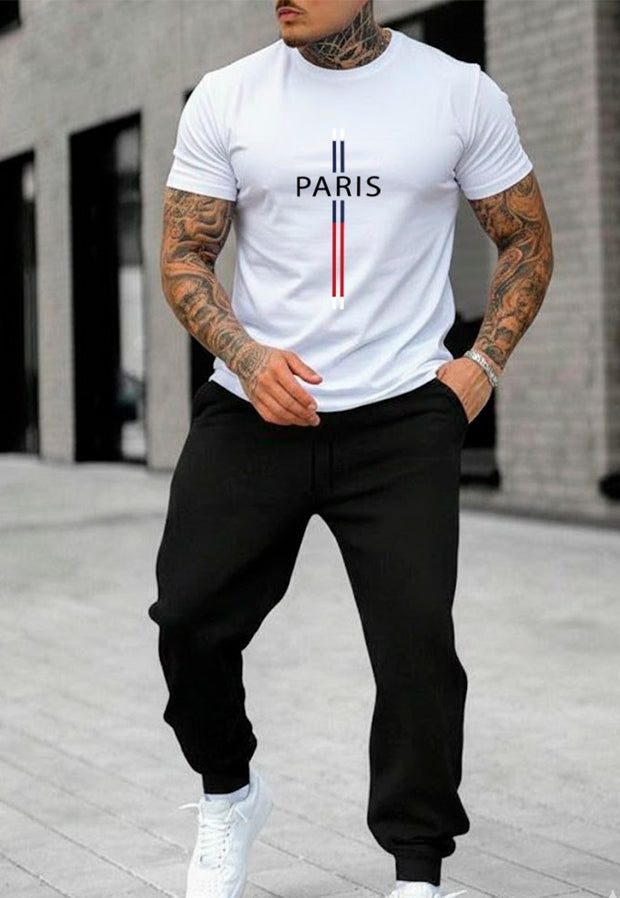 CONJUNTO HOMBRE JOGGER DOBLE PARIS BLANCO-NEGRO