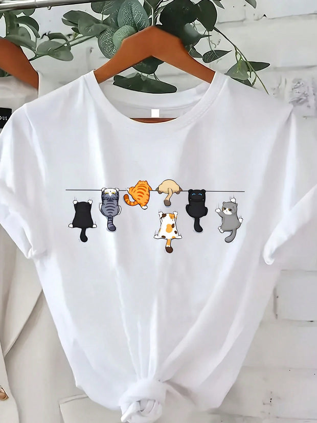 CAMISETA DAMA BLANCA 7 GATOS