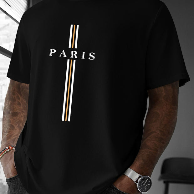 CAMISETA NEGRA CRUZ PARIS LINEA AMARILLA