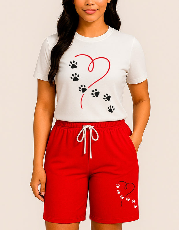 CONJUNTO DAMA BLANCO -ROJO CORAZON HUELLA