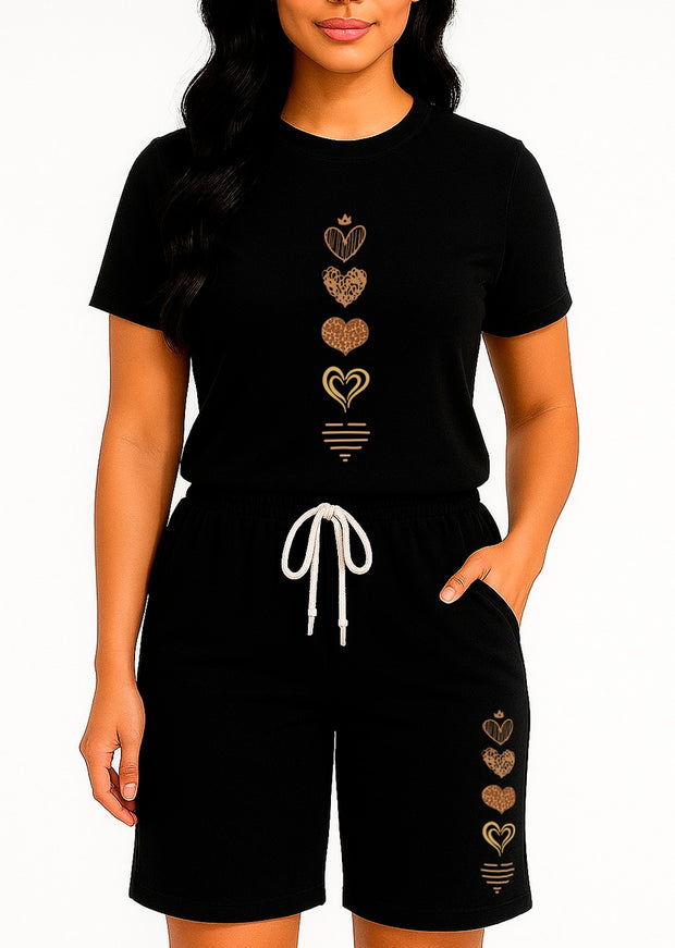 CONJUNTO DAMA NEGRO 5 CORAZONES