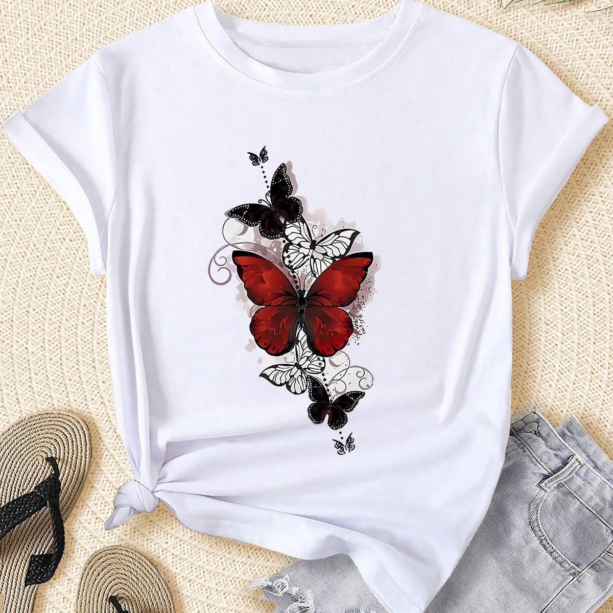 Butterfly Camiseta Mariposa Camiseta Oversize Unisex De Algodón